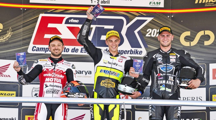 Piotr Biesiekirski podium I runda motocyklowych mistrzostw Hiszpanii Superstock 1000 z