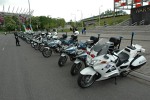 Policyjne motocykle Piknik motocyklowy na bloniach Narodowego