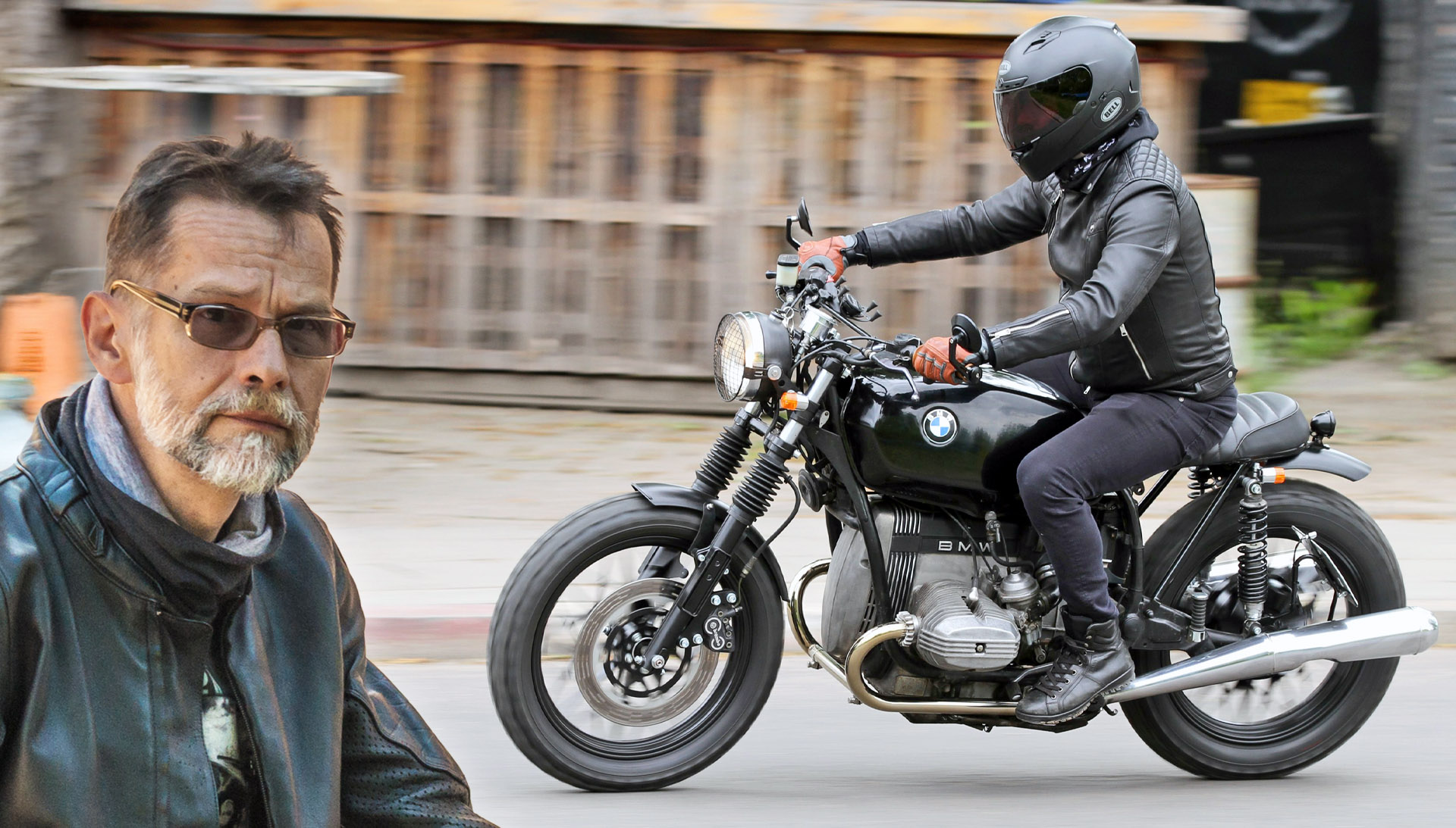 BMW R65 custom scrambler jazda po drodze l