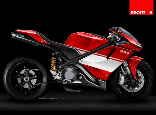 Motocykl Ducati z jednocylindrowym silnikiem. Trop z dokumentów homologacyjnych
