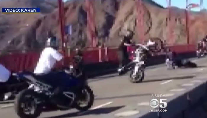 Nielegalny stunt na mo�cie Golden Gate