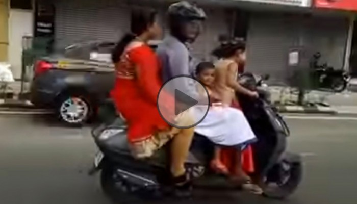 Ojciec roku, czyli 5-latka prowadzi skuter bez kasku na ruchliwej drodze [FILM]
