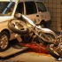 Crash test motocykla w PIMOT - Skutek wypadku motocyklowego