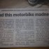 Calkowity zakaz jazdy motocyklem  szalency sa wszedzie - z gazety