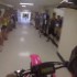 Rozpoczecie roku szkolnego  przejazd motocyklem przez szkolny korytarz - crossem po szkolnym korytarzu