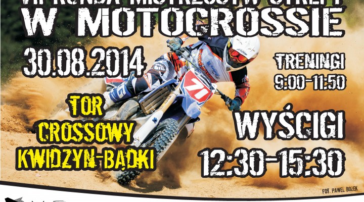 plakat Mistrzostwa Strefy Polnocnej w Motocrossie Kwidzyn 2014 z