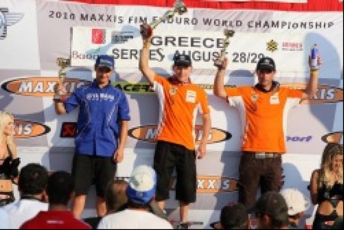 E1 podium dzien 1 Grecja - Eero Remes Johnny Aubert