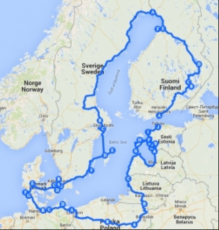 trasa wyprawy dookola Morza Baltyckiego