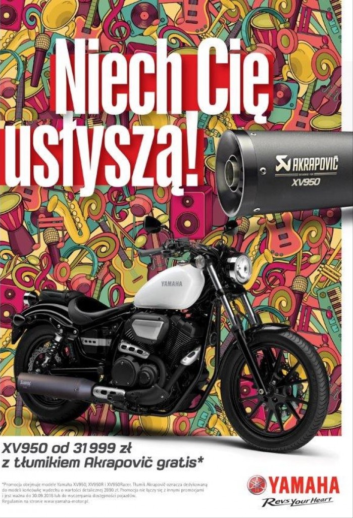 Yamaha XV950 z Akrapovicem gratis