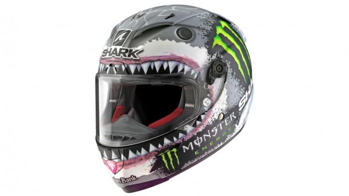 shark helmets race r pro lorenzo white shark limited edition HE8637DSWG face left large