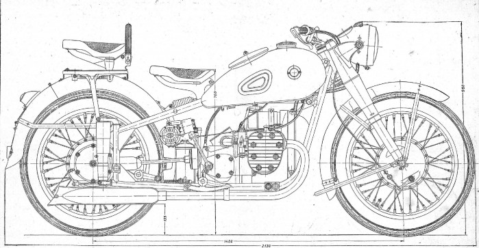Rysunek techniczny motocykla M 72