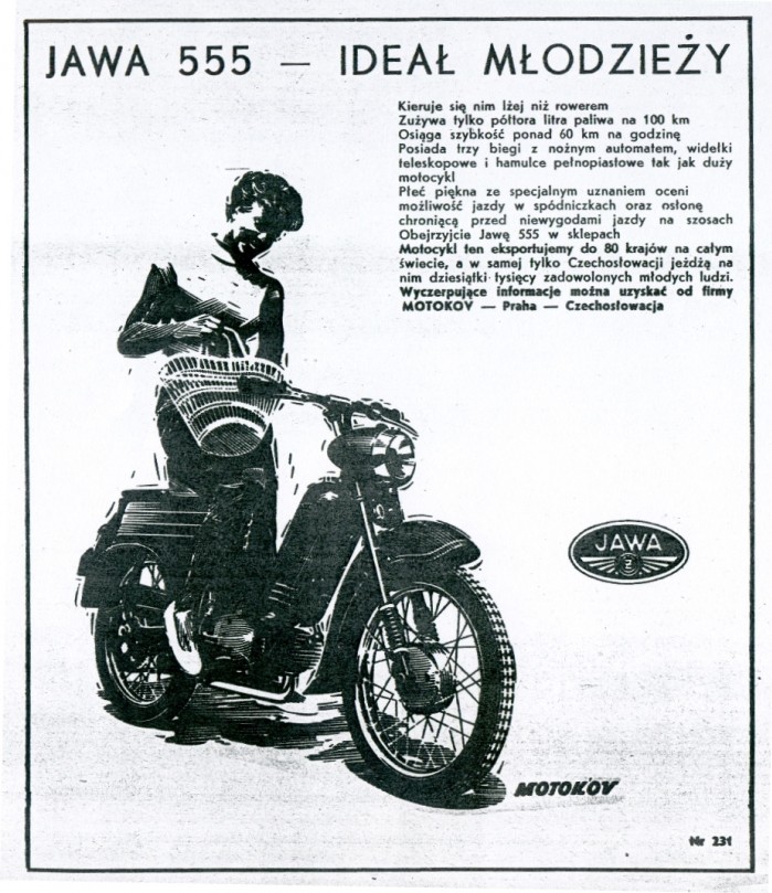 Reklamy motoroweru Jawa 555 ukazuj ce si w tygodniku Motor w latach 60.