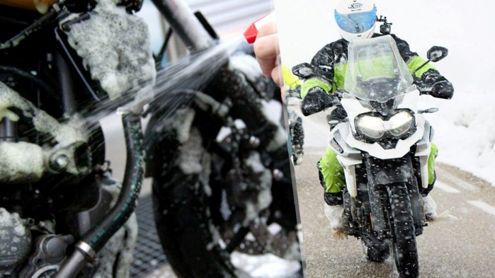 mycie motocykla zima