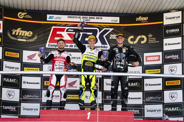 02 Piotr Biesiekirski podium I runda motocyklowych mistrzostw Hiszpanii Superstock 1000