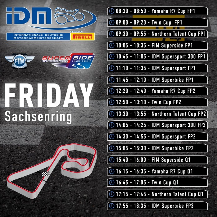 IDM Timetable Sachsenring Friday Insta