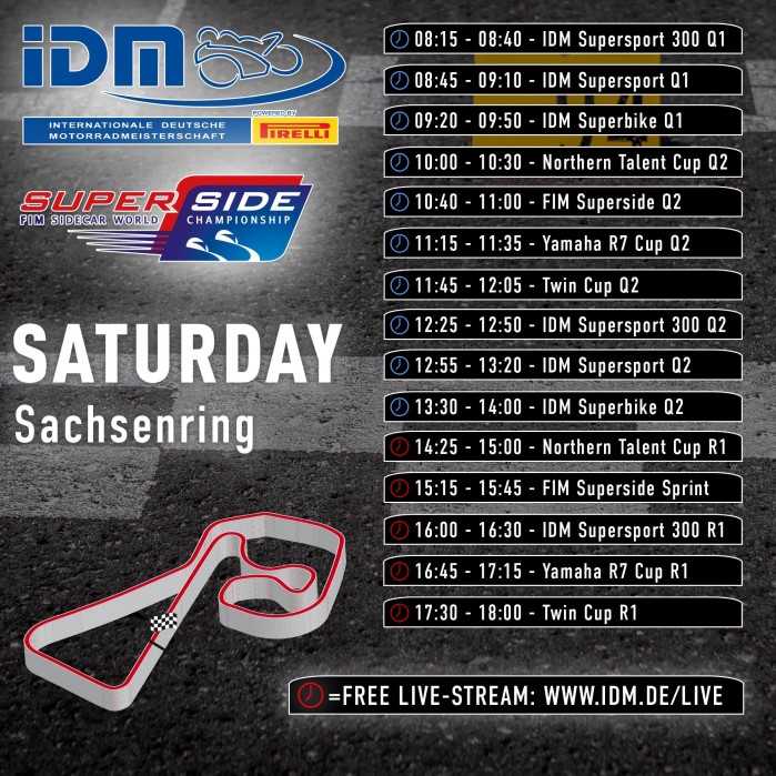 IDM Timetable Sachsenring Saturday Instagram