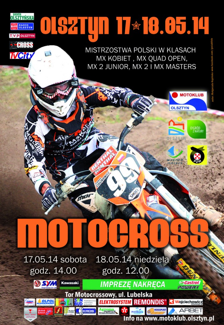 Plakat Mistrzostwa Polski w Motocrossie Olsztyn