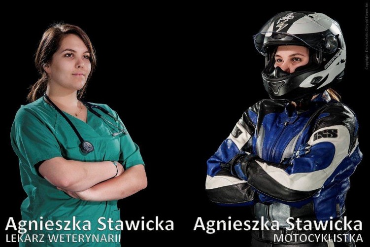 Agnieszka Stawicka ja motocyklista