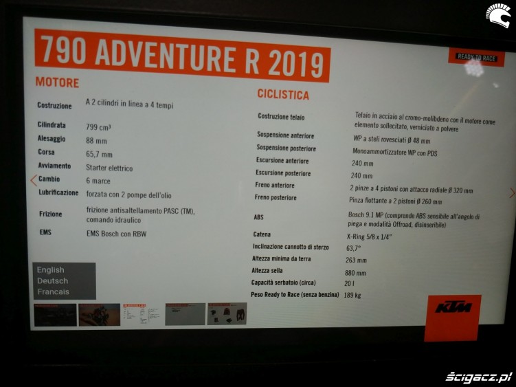 adventure 790 dane techniczne