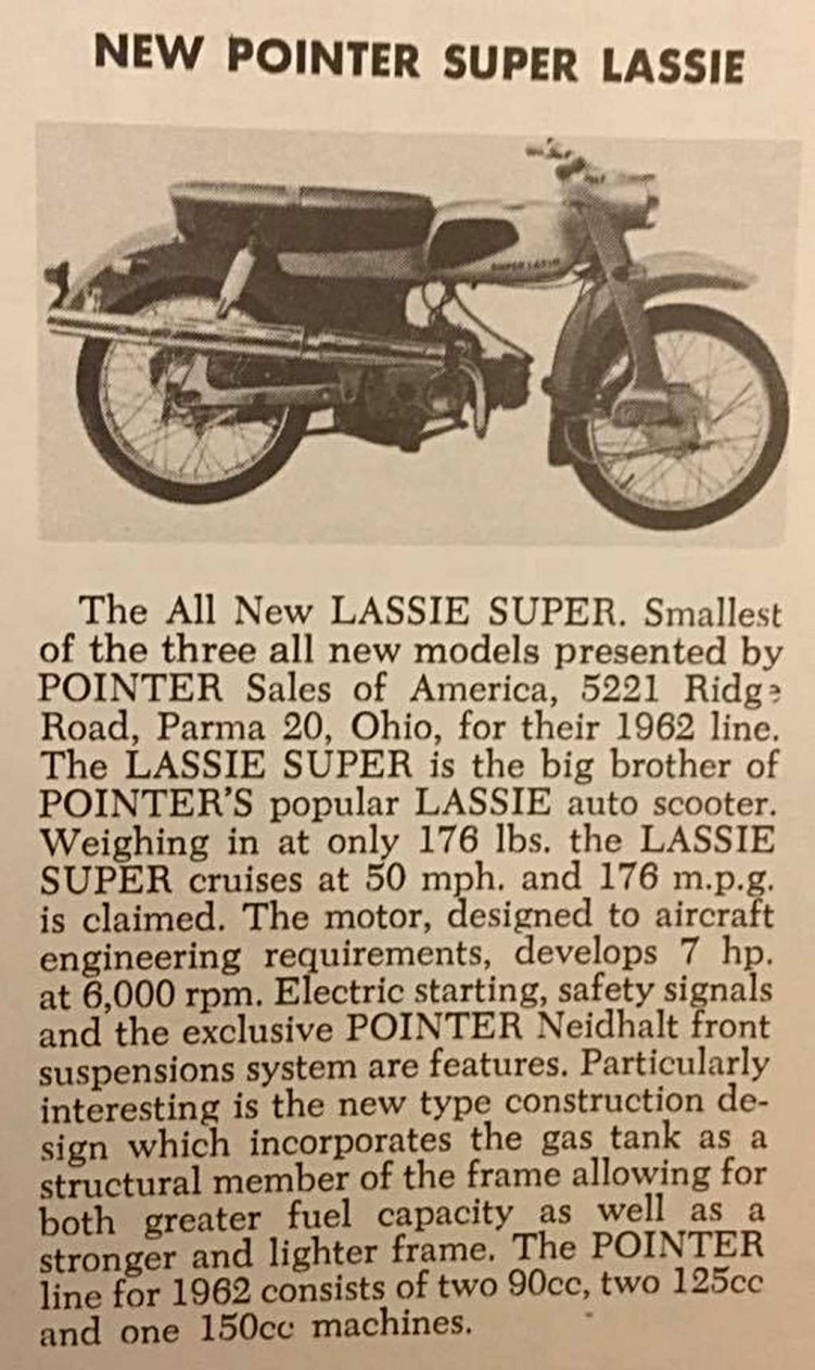 3 Og oszenie prasowe ameryka skiego importera motocykli Pointer z 1962 roku