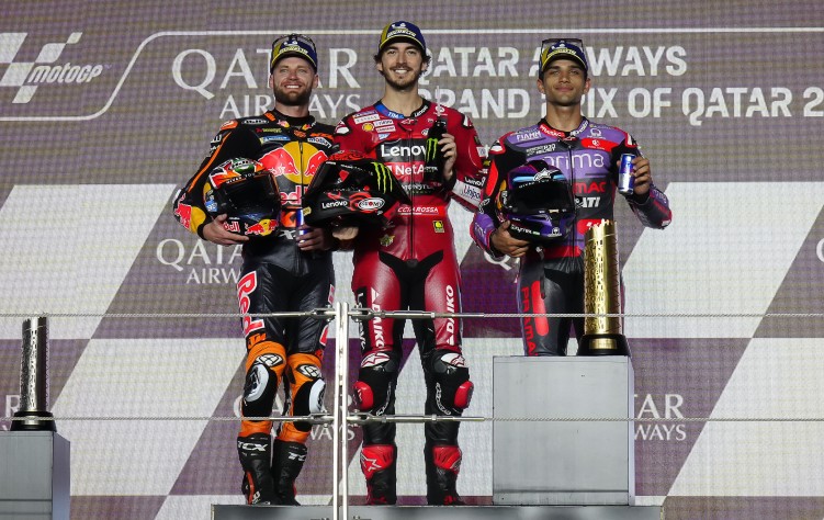 Brad Binder Pecco Bagnaia Jorge Martin na podium GP Kataru MotoGP 2024
