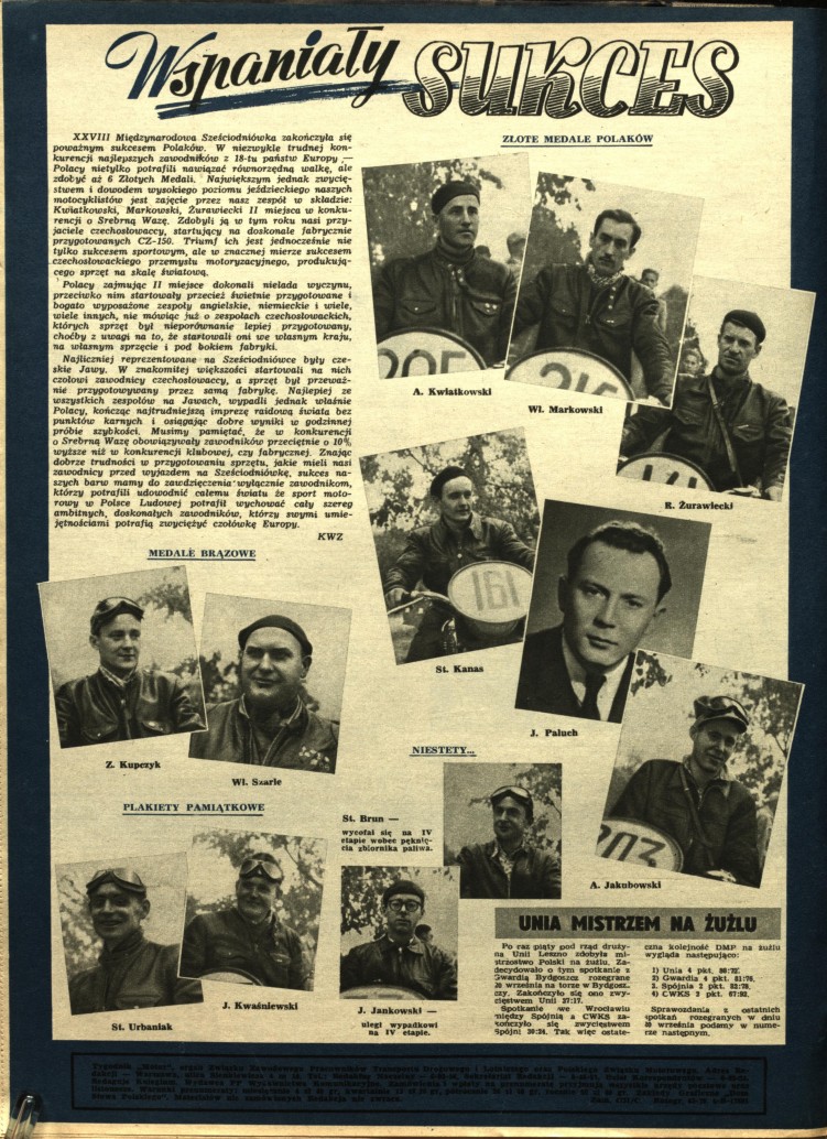 sukces polakow w szesciodniowce 1953 material z Motor