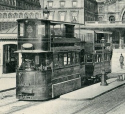 Tramwaj Mekarskiego na ulicach Paryza 1900r