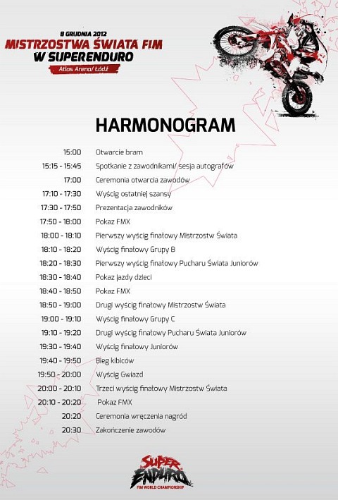 harmonogram superenduro atlas arena 2012