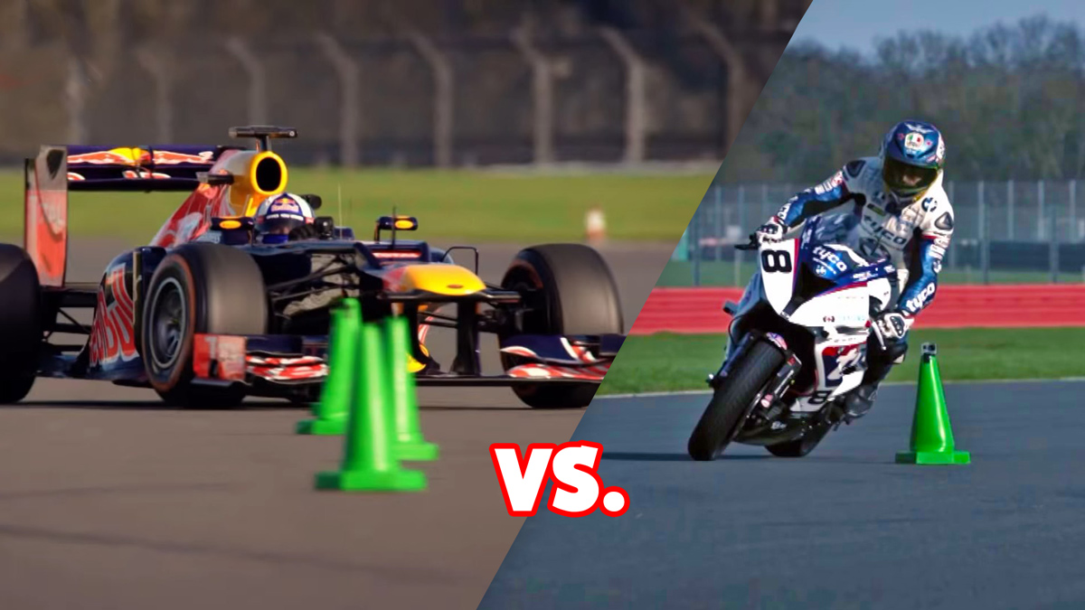 Zdjęcia Motocykl vs bolid F1 Motocykl czy bolid F1 Kto